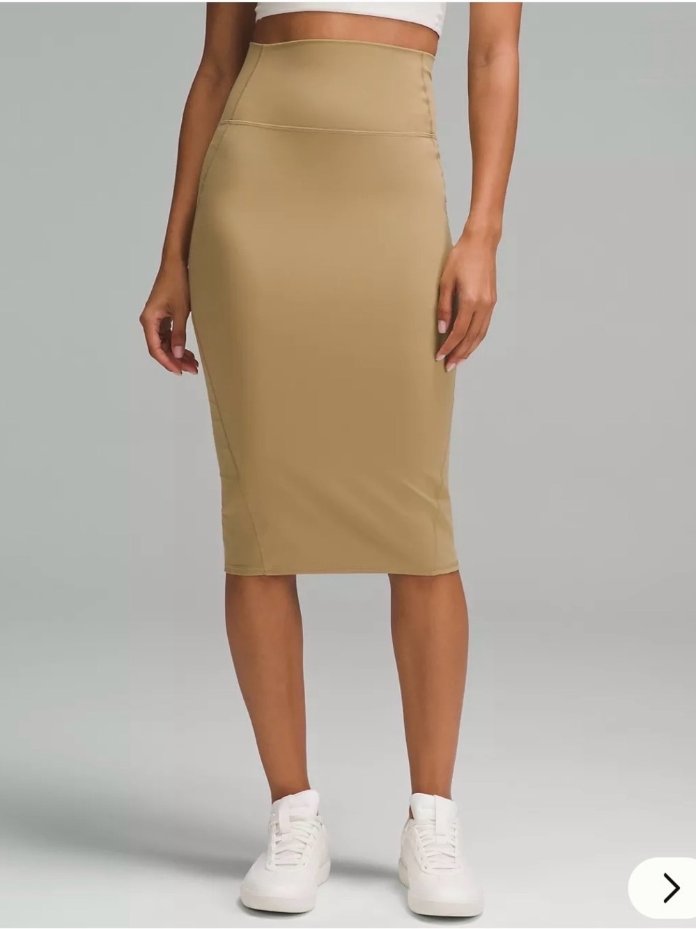 Lululemon Nulu Slim-Fit High-Rise Midi Skirt Filbert Tan Size 6 NWT